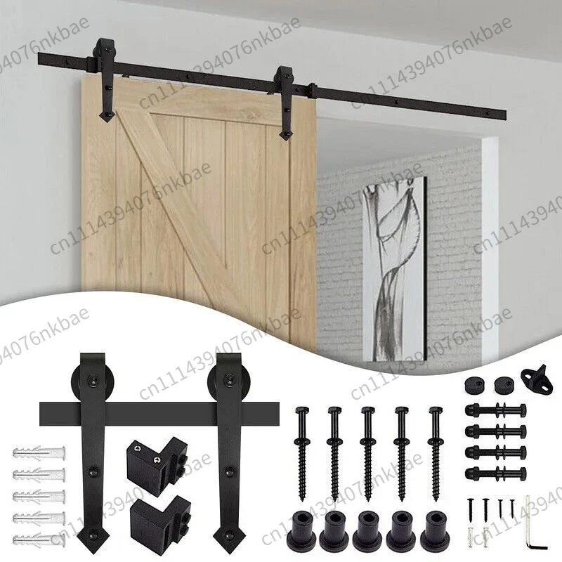 American Style Carbon Steel Barn Door Sliding Track, Hanging Guide Rail for Indoor Wooden Barn Doors