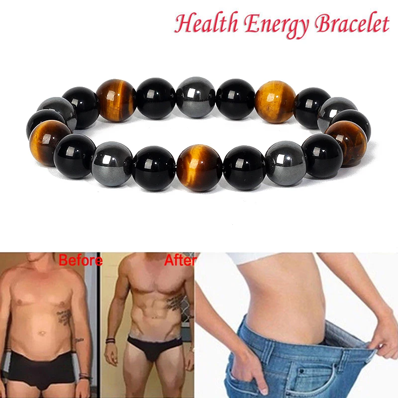 Natural Tiger Eye Obsidian Hematite Beads Bracelets Men Magnetic Health Protection Balance Bracelets Women Healing Soul Jewelry