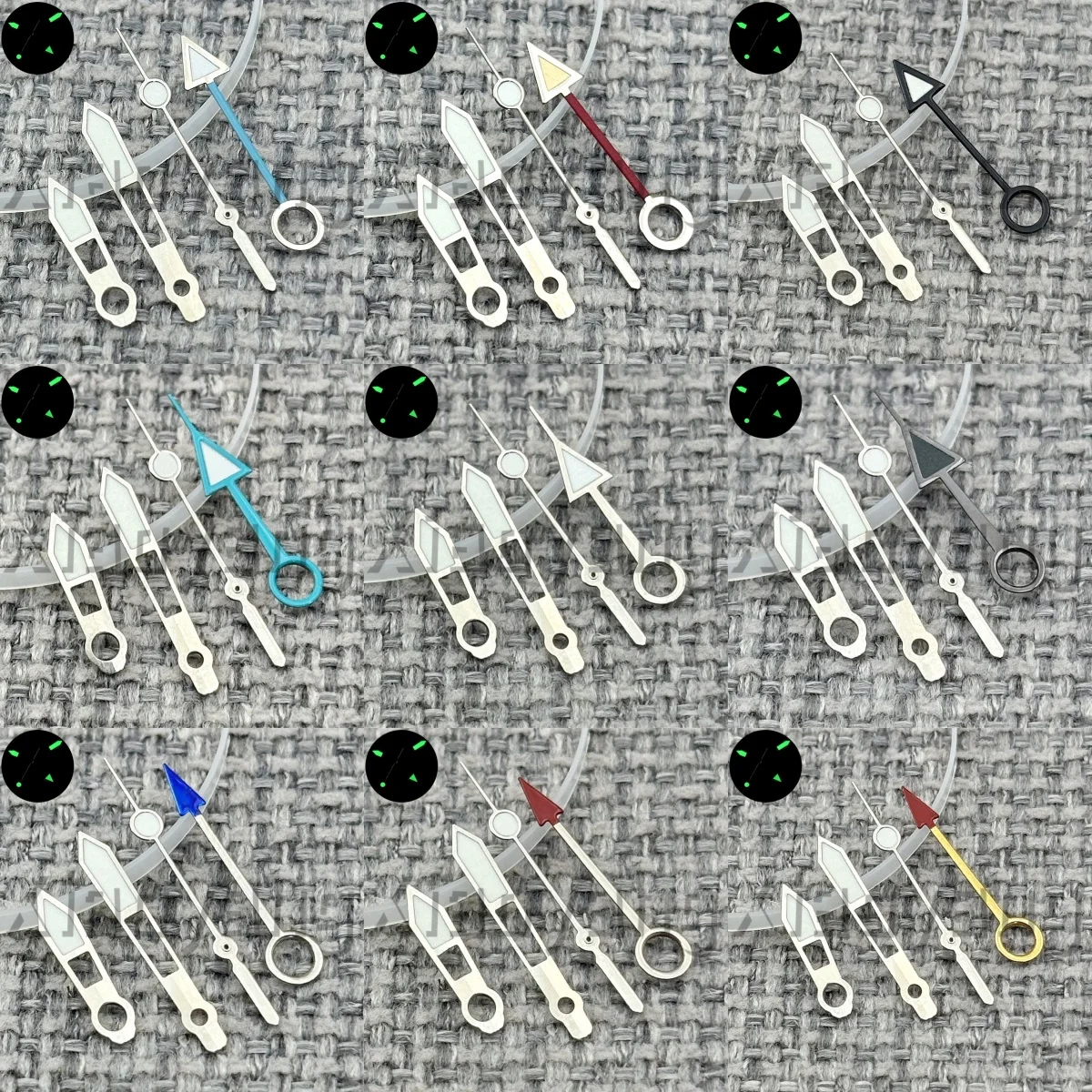 Multi-color Hollow GMT Watch Hands Green Luminous Needle Fit NH34 Automatic Movement Custom Watch Modification Replacement Parts