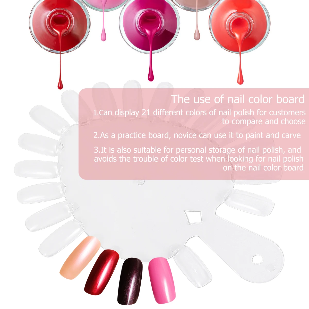 

Polish Heart-Shaped Color Board Manicure Sample Card Transparent Durable Salon Decoration Multi-Color Showcase