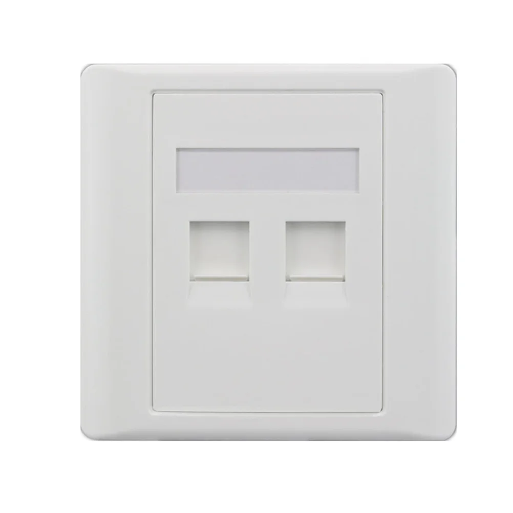 

Double Port Wall Plate 8.6X8.6X2Cm Cat6 Cat5E Rj45 Keystone Jack Network Outlet Panel For Shielded Ethernet Socket
