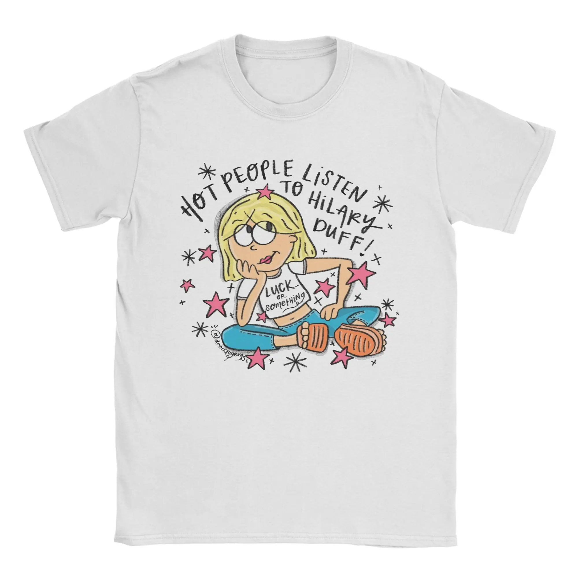 Hot People Listen To H-Hilary D-Duff Lizzie McGuire T-Shirt Funny Cotton Tees Crew Neck Short Sleeve T Shirts Plus Size Clothing