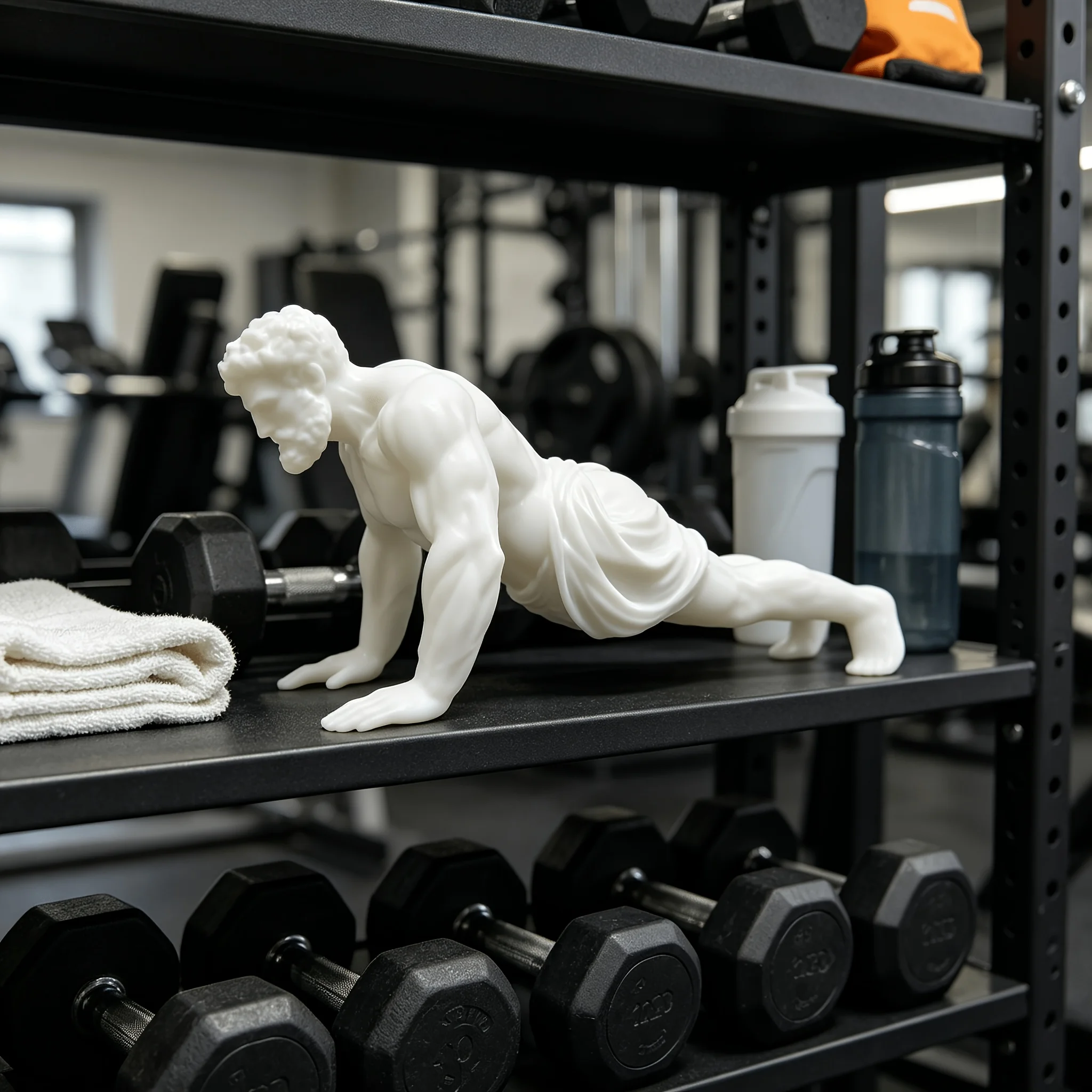 1-Piece Push-Up-Shaped Ornament, 3D Printed Muscle Man Sculpture Ornament, Decoration for Study Room, Bookshelf, Office Desktop, Craft Item