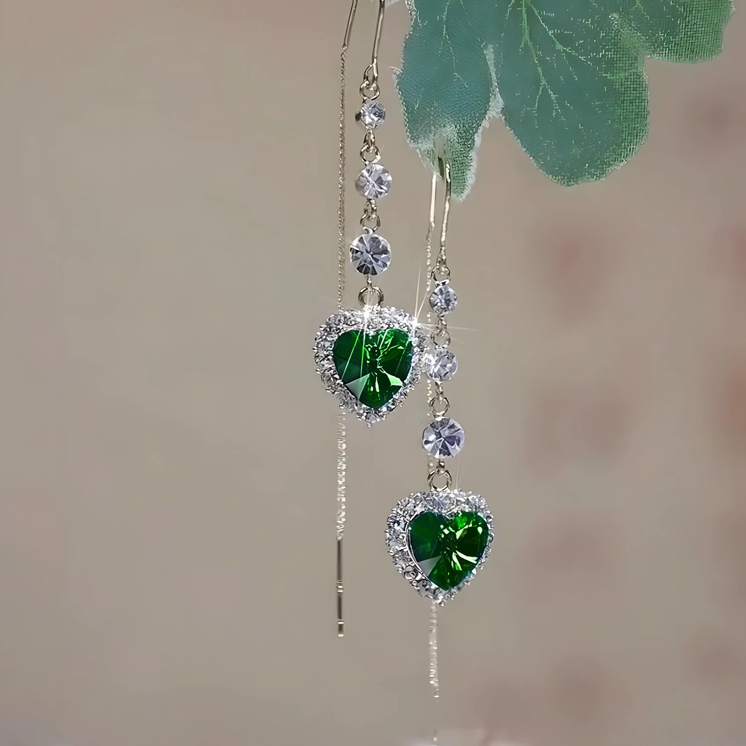 Mode Blau Herzförmige Zirkon Ohrringe für Frauen Licht Luxus Lange Quaste Ohr Linie Hochzeit Schmuck Geschenk – Detail 8