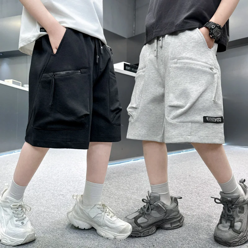 Summer Children's Clothing Boys Half Pants Cargo Pants Children's Loose Large Size Casualpants Boys Fashion Pockets Beach Pants