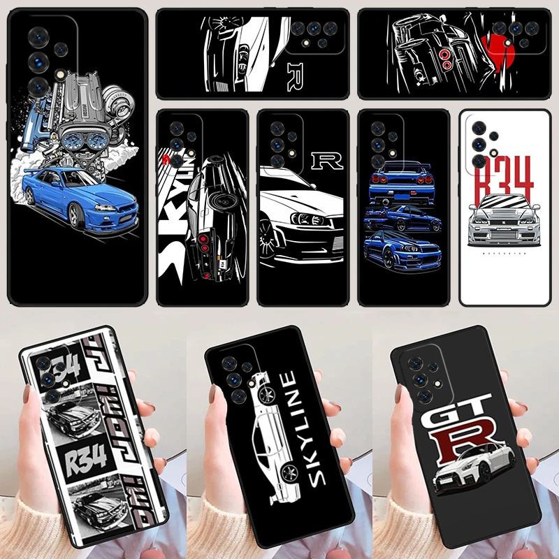 Gtr R34 Black GT-R Skyline R34 For Samsung A52 A72 A73 A20e A21S A50 A70 A11 A12 A42 A31 A40 A51 A71 A32 A80 A91 Phone Case