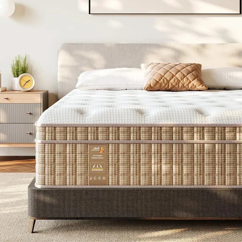 14 Inch Hybrid King Size Mattress in a Box, Mattress with Gel Memory Foam and Pocket Spring , Ergonomic Design & Edge Support