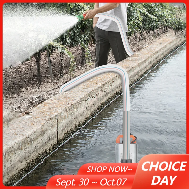 DC 12V 24V High Head Large Flow Battery Powered DC Submersible Pump for Well Water Pumping/Car Cleaning/Garden Farm Irrigation