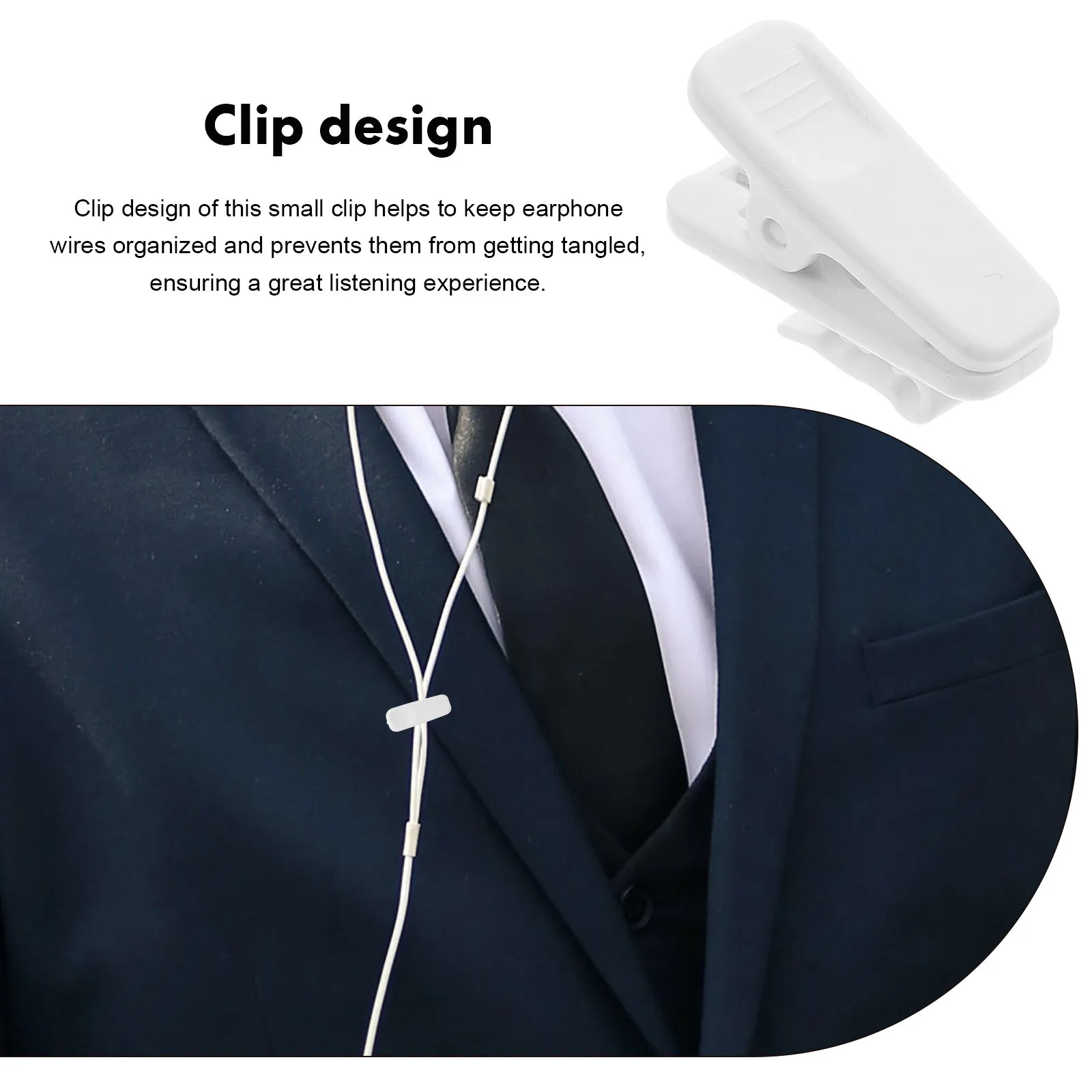 

10Pcs Earphone Holder Headset Wire Clip Simple Design for Tangle-Free Listening Cord Collar Clamp for Daily Commute