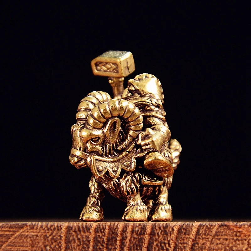 Brass Goat Dwarf Warrior Figurine Miniature Desktop Ornaments Retro Metal Models Small Statue Home Decoration Crafts Accessories