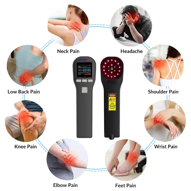 ZJZK Dual Wavelength LLLT Red Cold Laser Therapy Device Non-Invasive 808nm High Power for Pain Relief Arthritis Inflammation