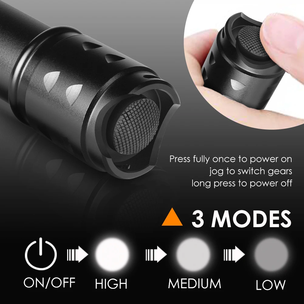 UniqueFire T20 Tactical LED Flashlight XRE Green Light 3 Modes Hunting Torch Power by 18650 Battery For Camping Night Vision