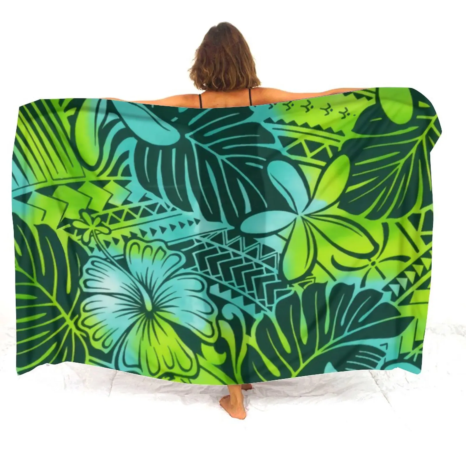 Polynesian Print Turtle Custom Design Style Sarong 2024 Hawaii Beach Outing Essential Women's Sunscreen Sarong