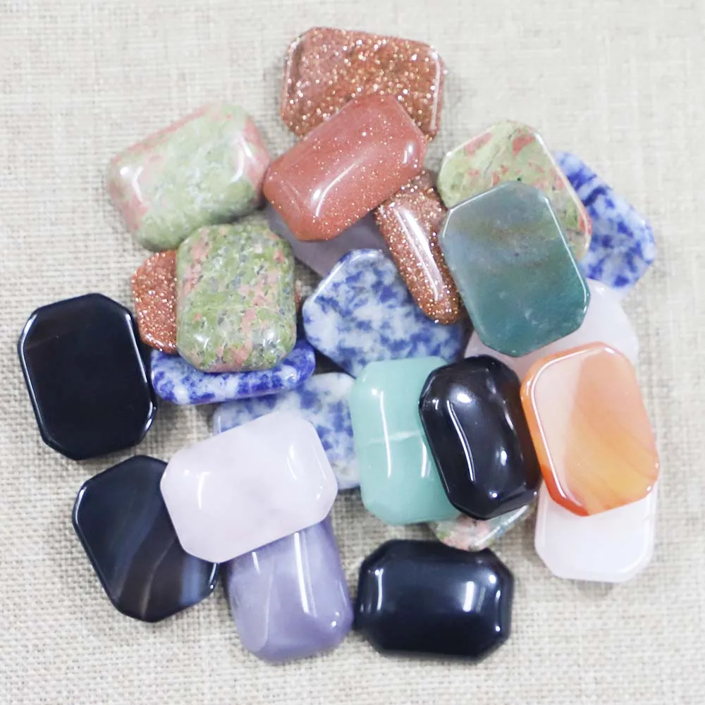 Selling Natura Stone Rectangle Agates Octagon Edge Decorations Mineral Primal Healing Fashion Jewelry Making DIY Bracelets 20Pcs