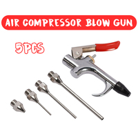 5pcs/set Air Blow Gun Compressor Metal Tool Duster Nozzle Npt Air Inlet Kit Spray Blower Inflatable Needle Cleaning Tool Kit