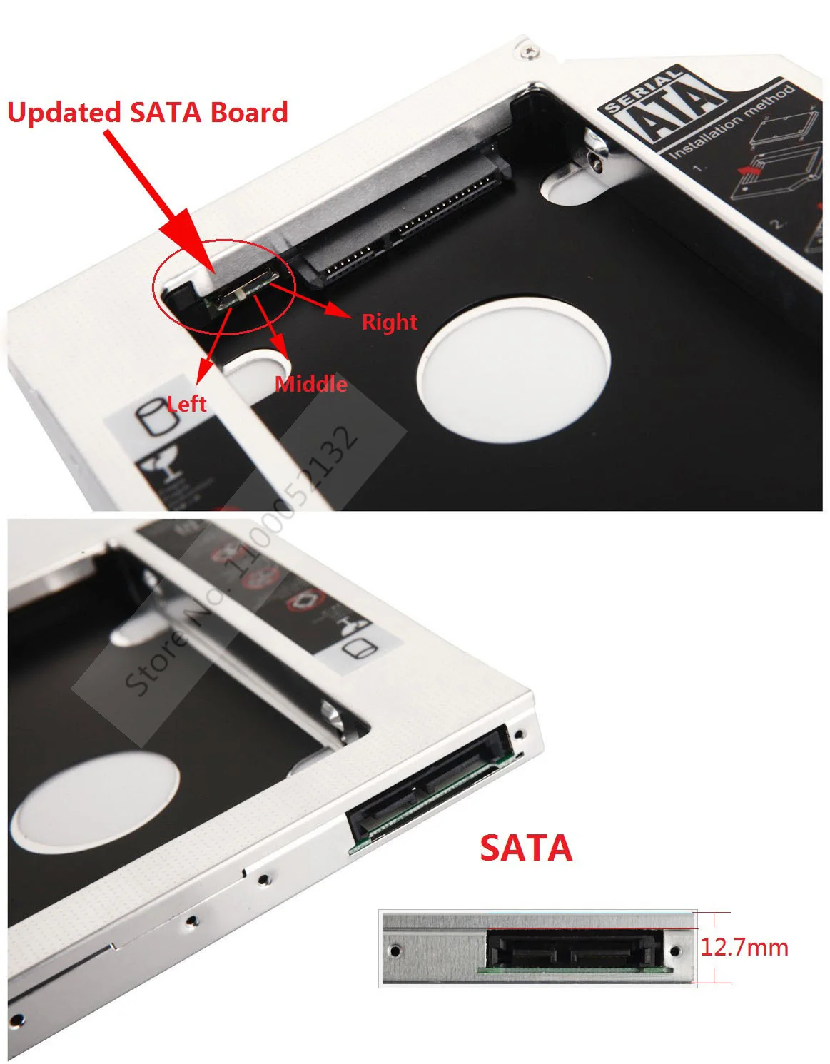 มาพร้อมกับแผ่น Bezel 2nd SSD ฮาร์ดดิสก์ไดรฟ์อะแดปเตอร์ Optical Bay แคดดี้กรอบสำหรับ HP Probook 6460b 6465b 6470b 6475b