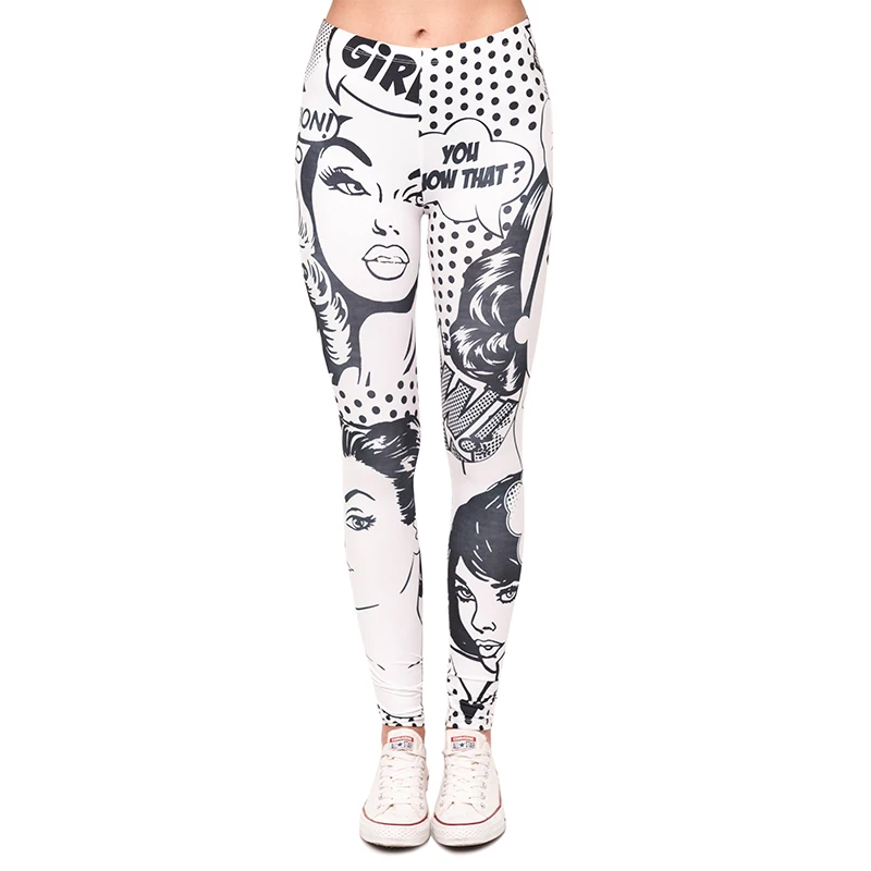 DeanFire Super Soft Stretchy Comics Girls Print Fitness Silm Legins High Waist Trouser Women Pants Leggings