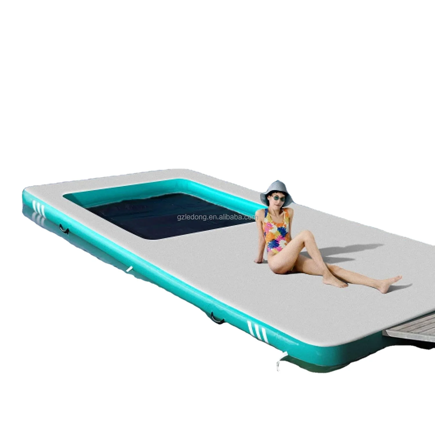 

DWF PVC Inflatable Swim Island Floating Raft Water Mat Jet Ski Dock Floats Platform With Optional Ladder