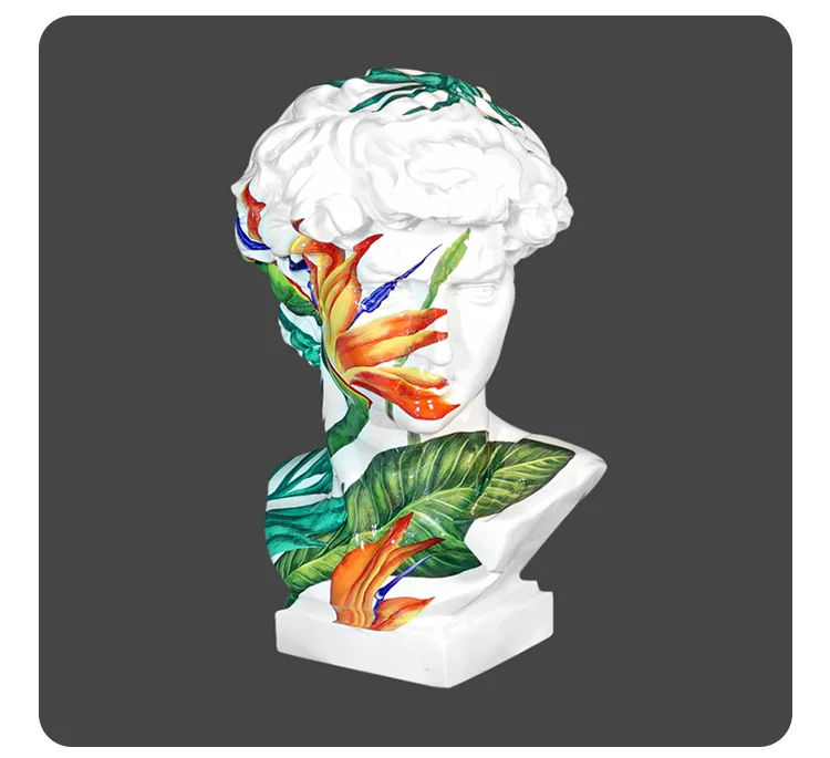

%￥Gallery Home Sculpture Art Femme Bust Statues David Head David Figure Statue Gallery Creative Resin David