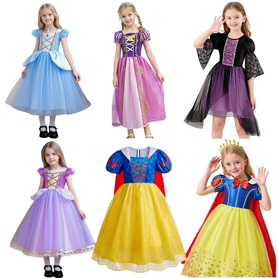 

Платье для косплея ведьмы на Хэллоуин для девочек, детский костюм принцессы, детская карнавальная одежда Белоснежки с запутанной Жасмин, одежда для дня рождения