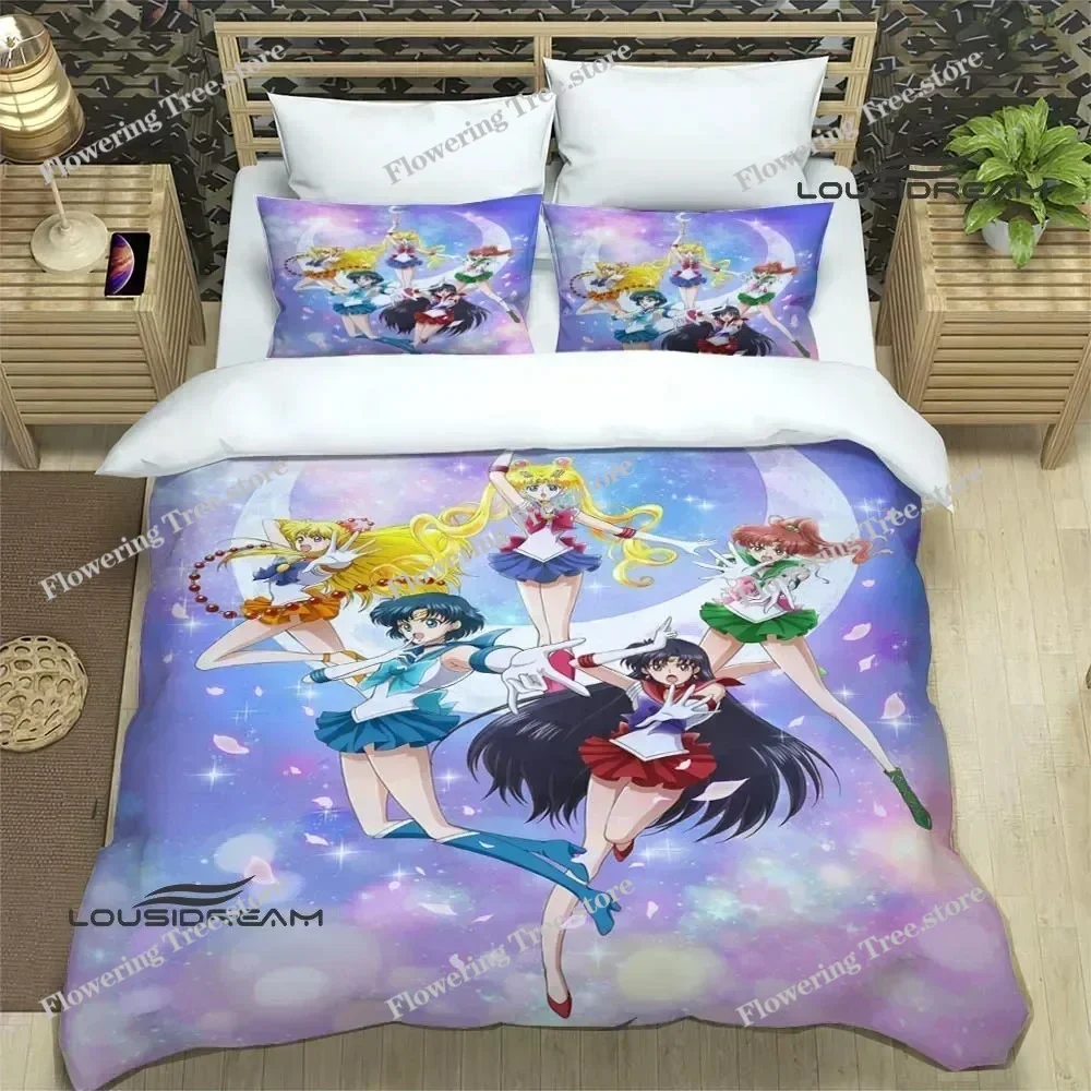 Cartoon S-Sailor-M-Moon Bedding Sets Exquisite Bed Supplies Set Duvet Cover Bed Comforter Set Bedding Set Luxury Birthday Gift