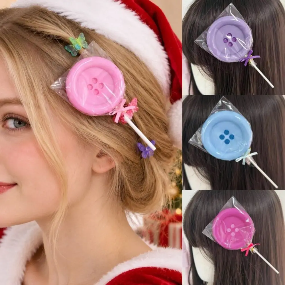 Creative Large Button-Shaped Hair Clips Harajuku Cute Y2K Lollipop Hair Clip Dopamine Exaggerated Sweetheart Style Side Clips