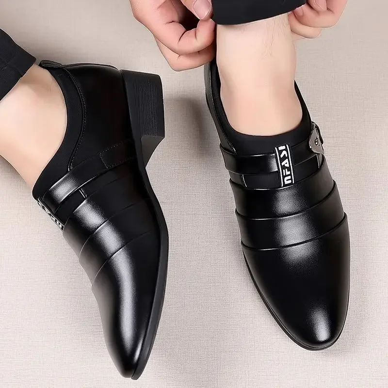 Soft Breathable Low-Top Social Shoe for Men Splicing Gentleman 2025 Style Trend Clothing Leather Casual Cowhide Dress Shoes Man