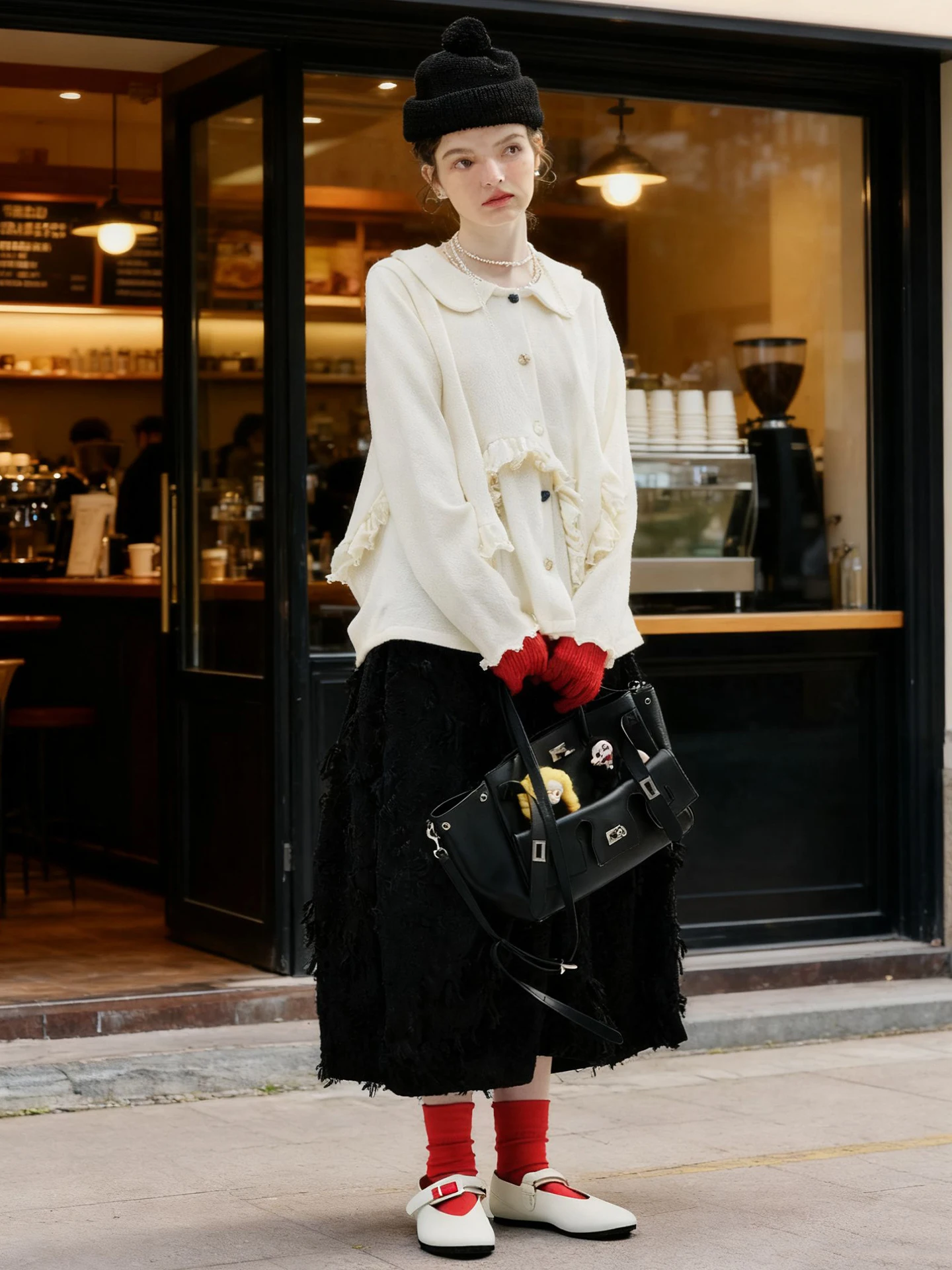 

Women's Black Fringe - textured Midi Skirt Unique and Individual for Daily Gatherings Stylish and Eye - Catching 255245