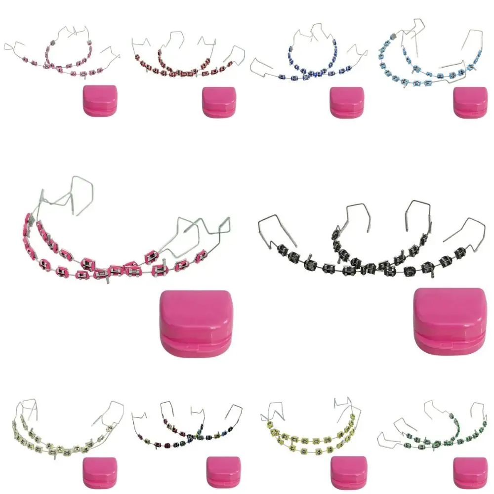 

Colorful Temporary Tooth Decoration with Metal Wires Dental Decorations Orthodontic Ligature Ties with Box Braces Metal Bracket