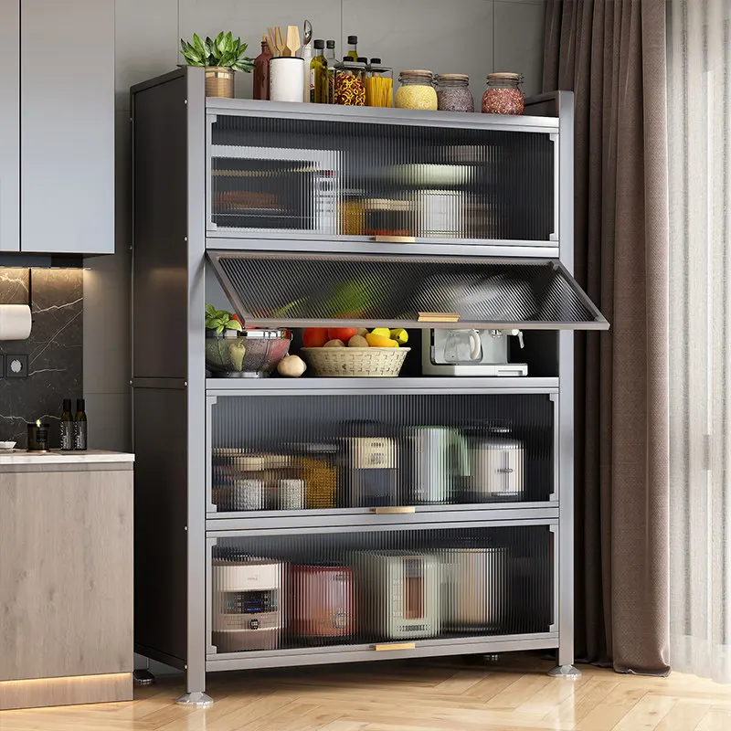 Steel Dustproof Storage Cabinet Waterproof Oil-Resistant Kitchen Organizer Space-Saving Design for Home
