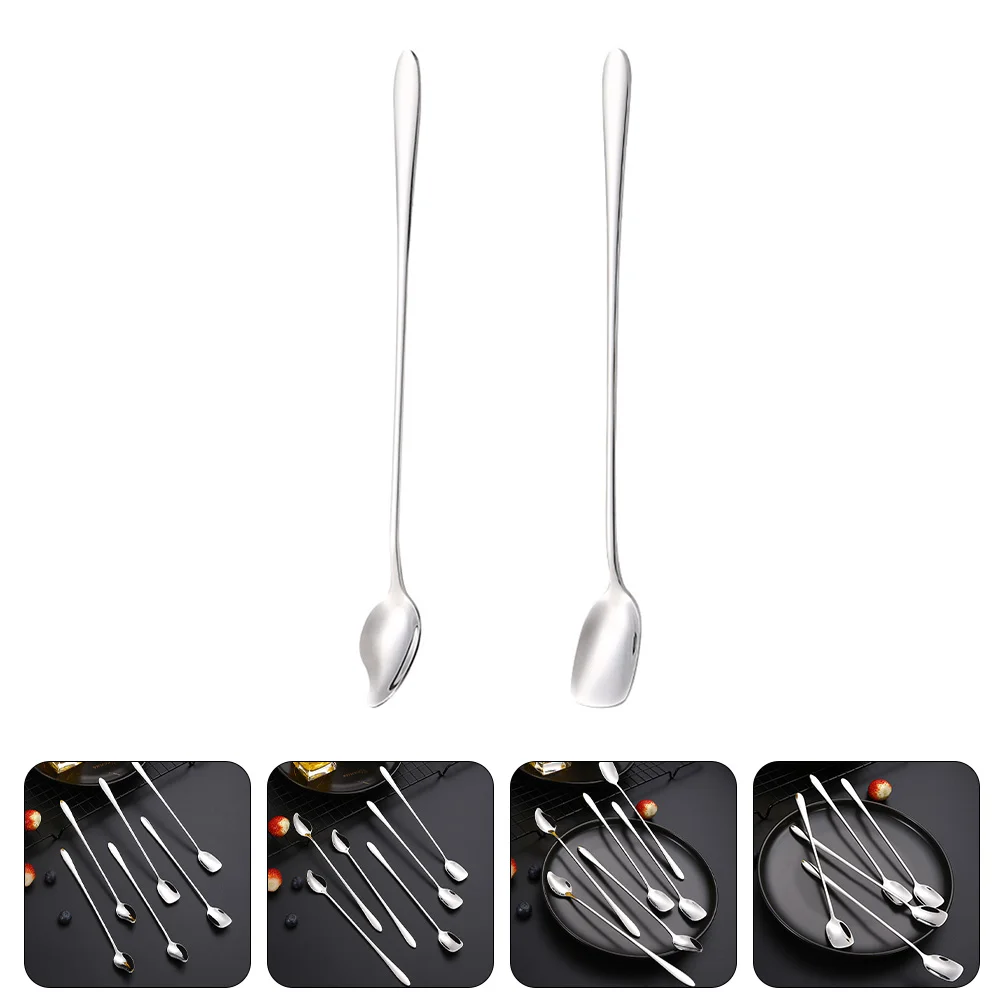 

2 Pcs Stainless Steel Ice Spoon Coffee Stirring Honey Dessert Tea Cup Food Espresso Measuring Corrosion Resistant Easy