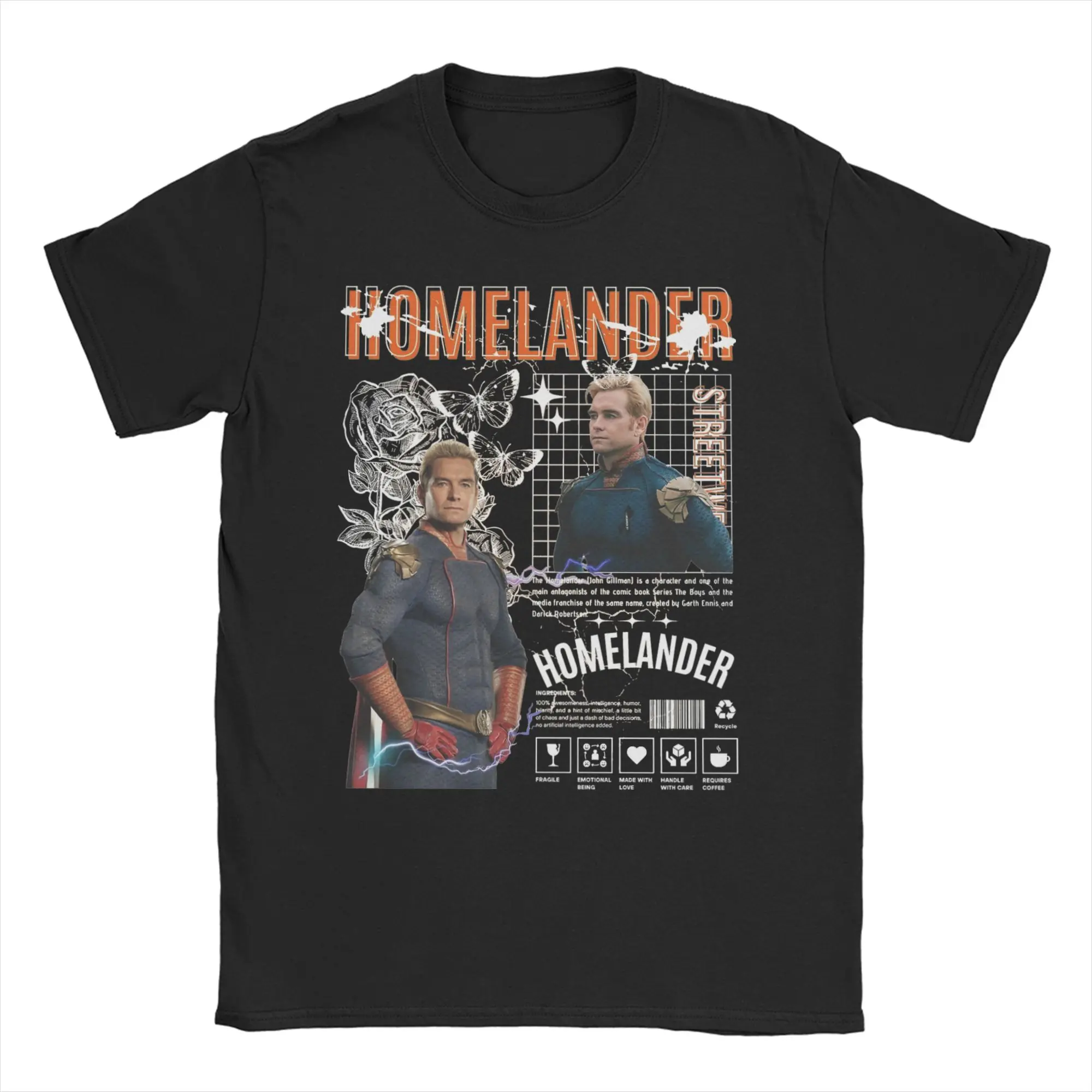 Camiseta Estética The Boys Homelander para Homens e Mulheres, Camiseta de Algodão com Gola Redonda, Camiseta de Manga Curta, Roupas Plus Size