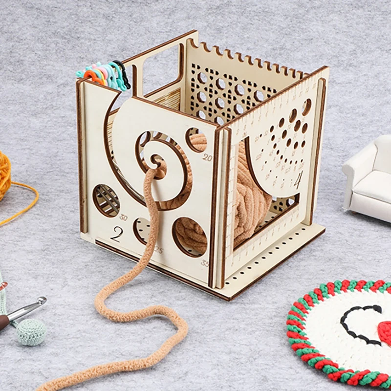 All-in-one Wooden Yarn Bowl Crochet Organizer Storage Holder DIY Wooden Yarn Dispenser Knitting Bowl For Knitting Crochet Skeins