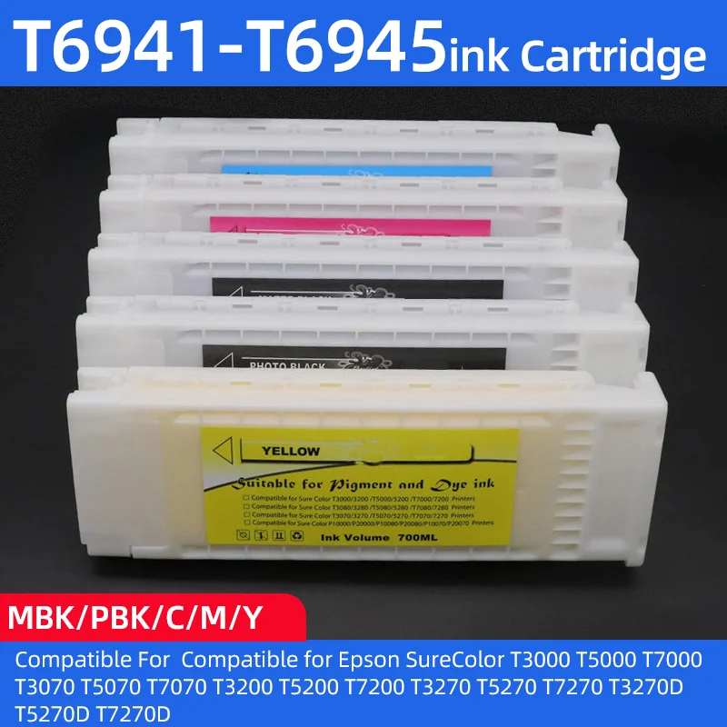 

Compatible Epson T6941 T6941-T6945 Pigment Ink Cartridge for Epson SC-T3200 T5200 T7200 T3000 T5000 T3270 T7270 T3070 Printer