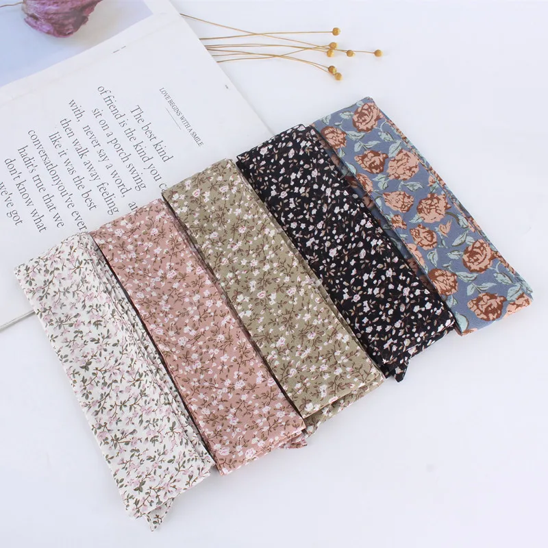 Fashion Fabric Cloth Waist Belts for Women Dresses Print Flowers Skinny Silk Scarf Ribbon Waistband Headband Female Rope Strap