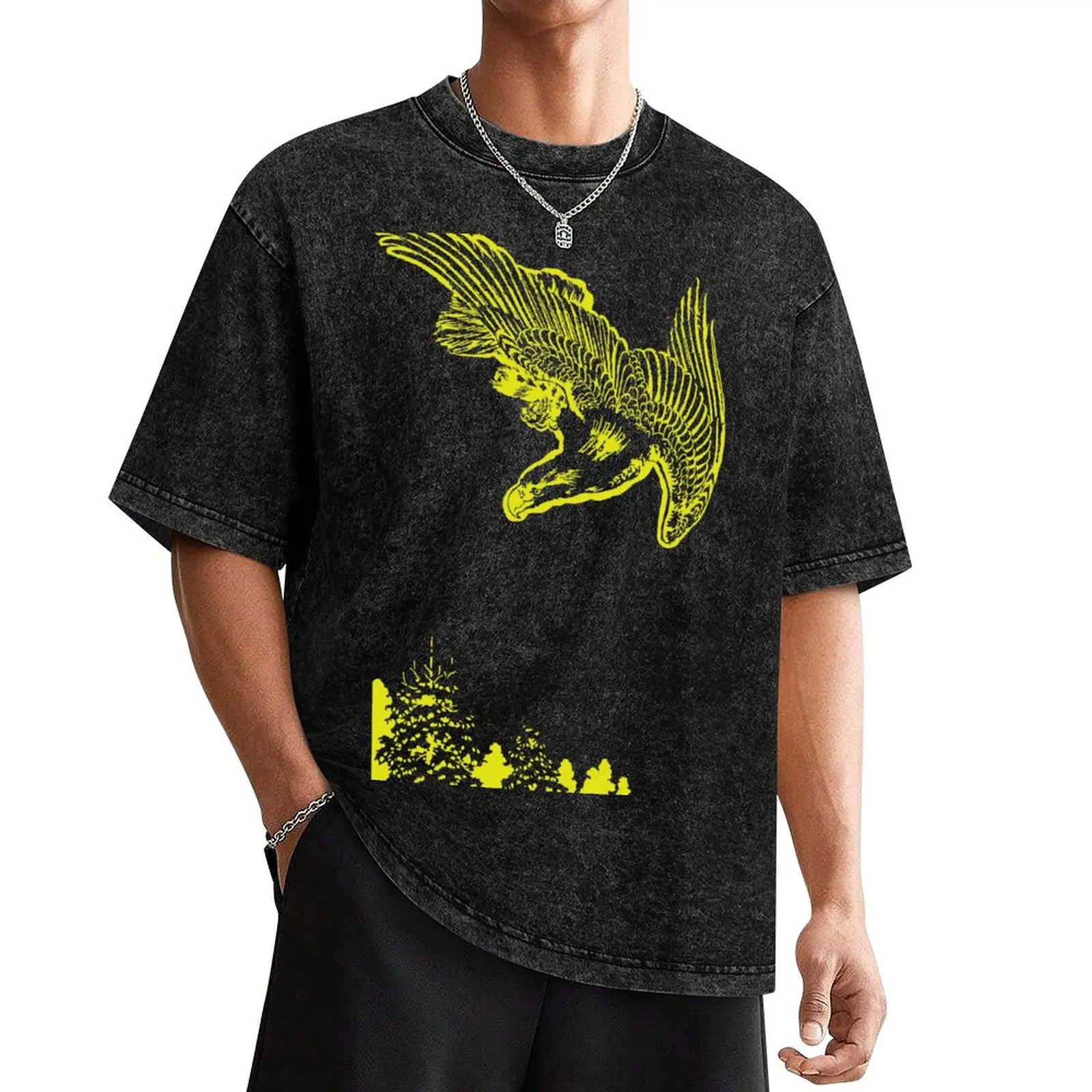 Minimalized Eagle in flight against a snowy sky T-Shirt funny gifts sublime oversized oversized graphic tee clothing for men