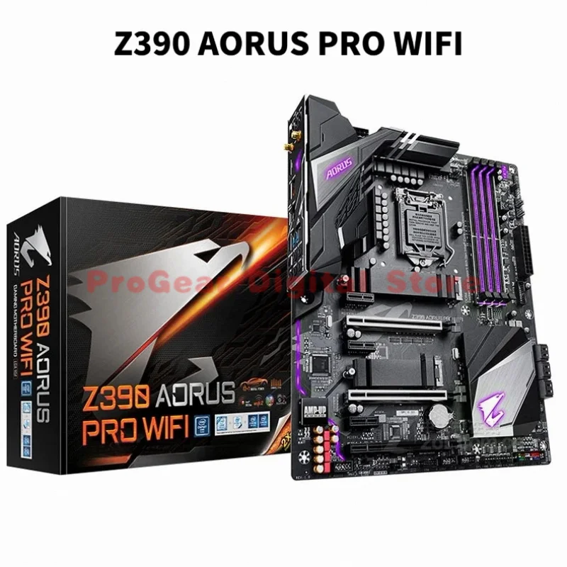 

Материнская плата Gigabyte Z390 AORUS PRO WIFI LGA1151 DDR4 ATX поддерживает процессоры Intel Core 8-го/9-го поколения