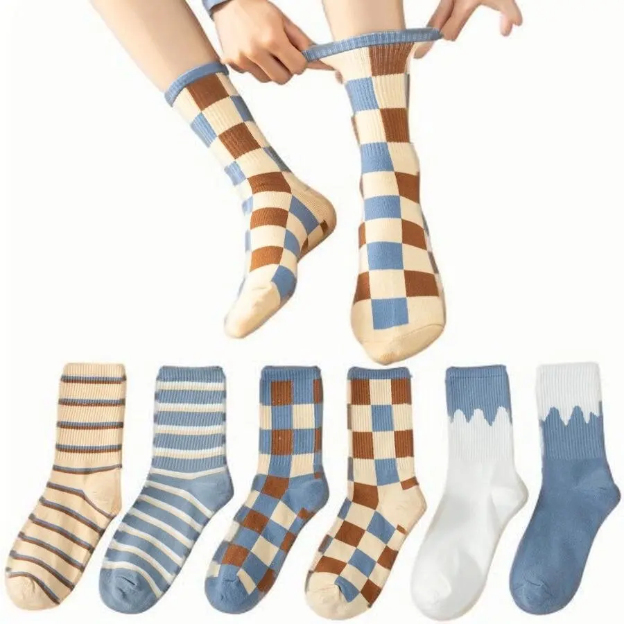 5 أزواج من الجوارب ذات الألوان الصلبة للجنسين للخريف والشتاء على طراز الكلية، دافئة ومريحة، ملابس غير رسمية #1