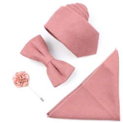 New Solid Color Cotton Men Tie Set Super Soft Suede Necktie Bowtie Suit Vintage Pink Blue Grey For Groom Business Wedding Party