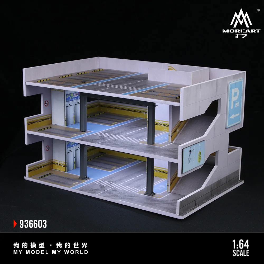 MoreArt 1:64 Japanese Packing Building Scene Model C ,Parking Lot Diorama For Display&Collection