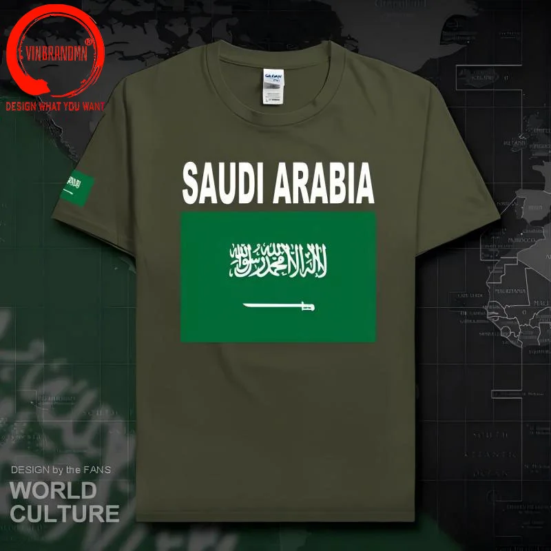 Kingdom of Saudi Arabia T Shirts Man T-shirt Nation Team Tshirt 100% Cotton Gyms Meeting Fans Streetwear Tops Saudi Arabian Tees