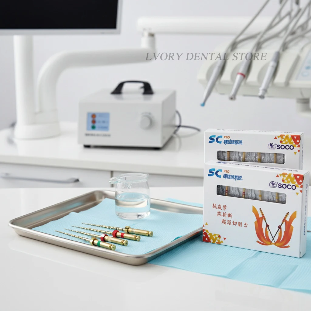 5 Pack (30pcs) Soco Sc E-FLEX Gold Dental Ni-Ti Root Canal Files COXO Rotary File Dental Open End Files/Unclogging Files/Shaping