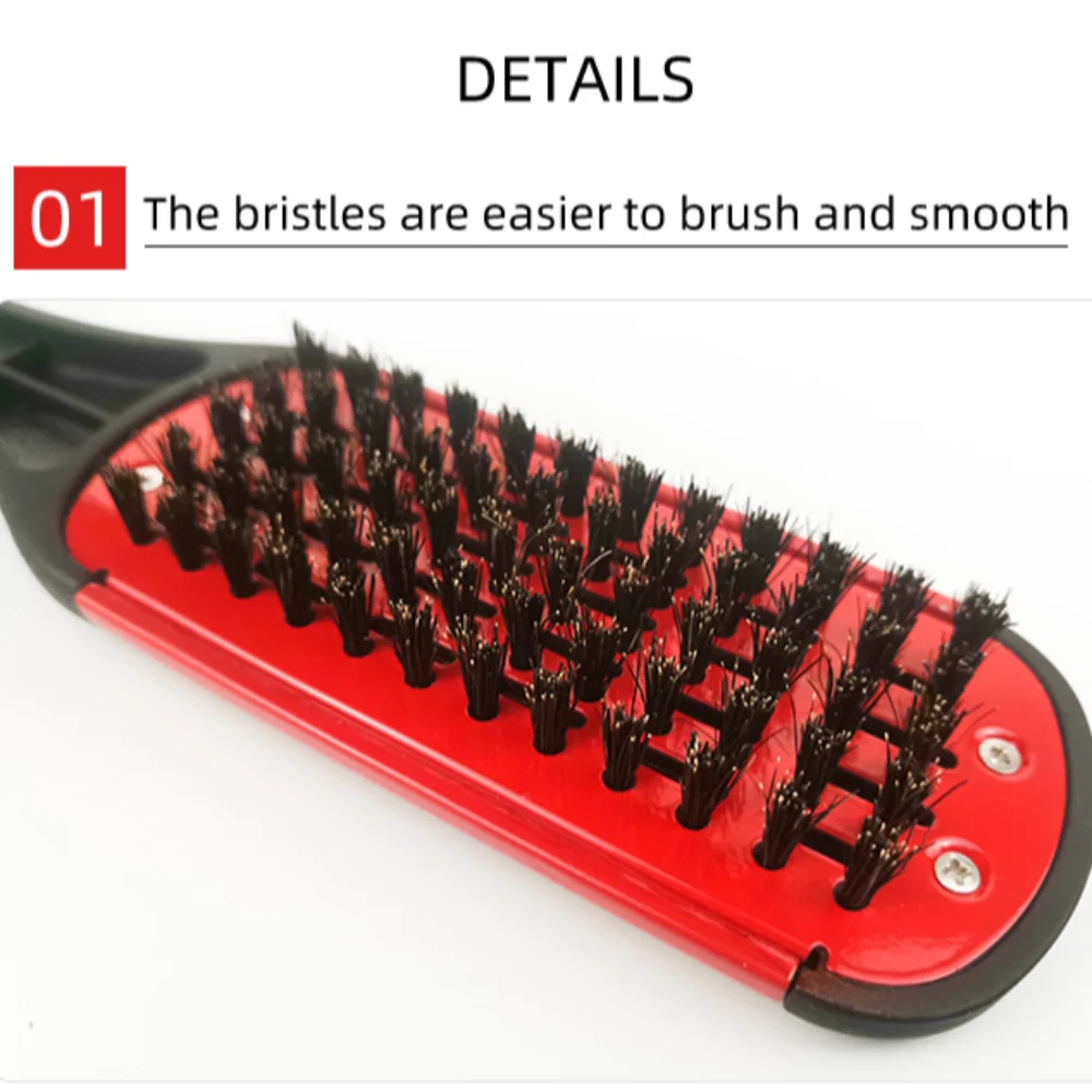 Not Motort Pro-Lisseur de coiffure, brosse à cheveux durable, pince à peigne en forme de V, anti-leges, anti-alde, double brosse