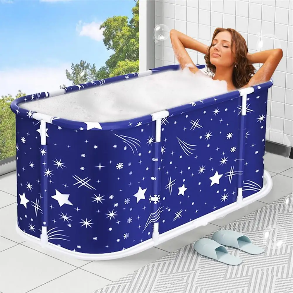 

Большая складная ванна для взрослых, каркасная ванна, домашняя спа-ванна для замачивания (Звездно-голубой)