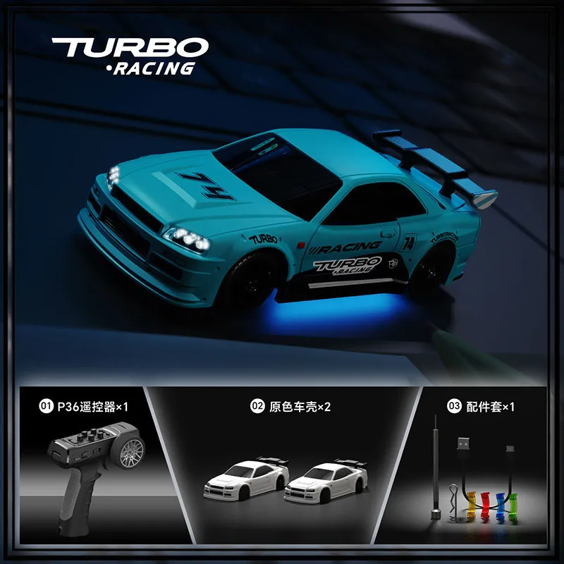 New RC 1:76 Turbo Racing C71 C72 C73 C74 C75 Remote Control Car Miniature Professional Racing Model Suitable Tabletop Drifting