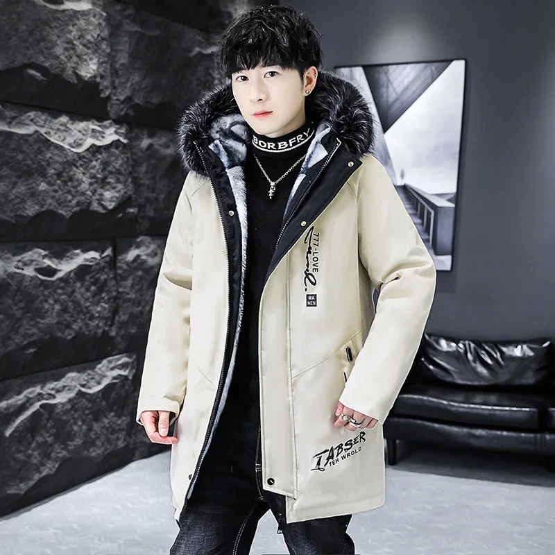 Inverno masculino com capuz algodão-acolchoado jaquetas 2026 outono à prova de vento engrossar parkas forro de lã casacos quentes de médio longo