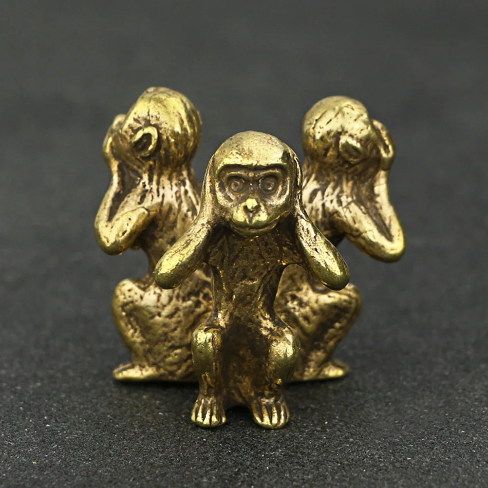 

Three Not Monkeys Copper Desk Statue Animal Toys Gorilla Figurine Mini Crafts Model naments Home Decor Pure Copper H made