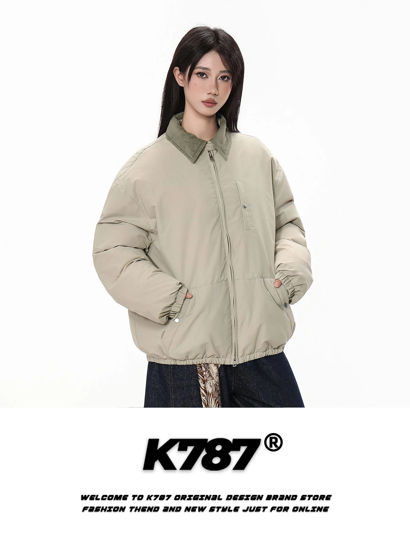 

K787 American Retro Thickened Cotton Jacket with Collar for Men And Women Warm Couple Workwear Cotton Coat Youth Fashion