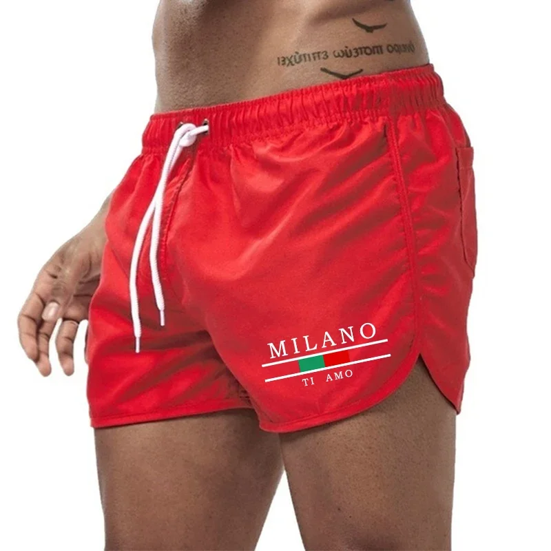 

Men Quick Dry Beach Shorts with Milano City Logo, Elastic Waist Drawstring Lightweight Swim Trunks for Summer Casual Wear