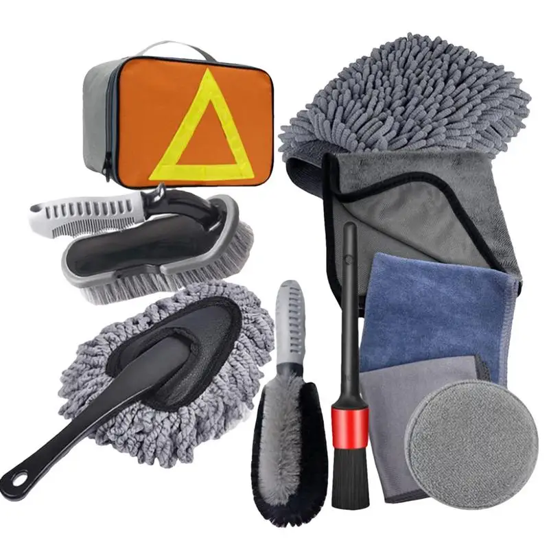 

10pcs Car Wash Brush Set Automotive Detailing Soft Brushes Universal Vehicles Interior Exterior Cleaning Tools For Automobiles